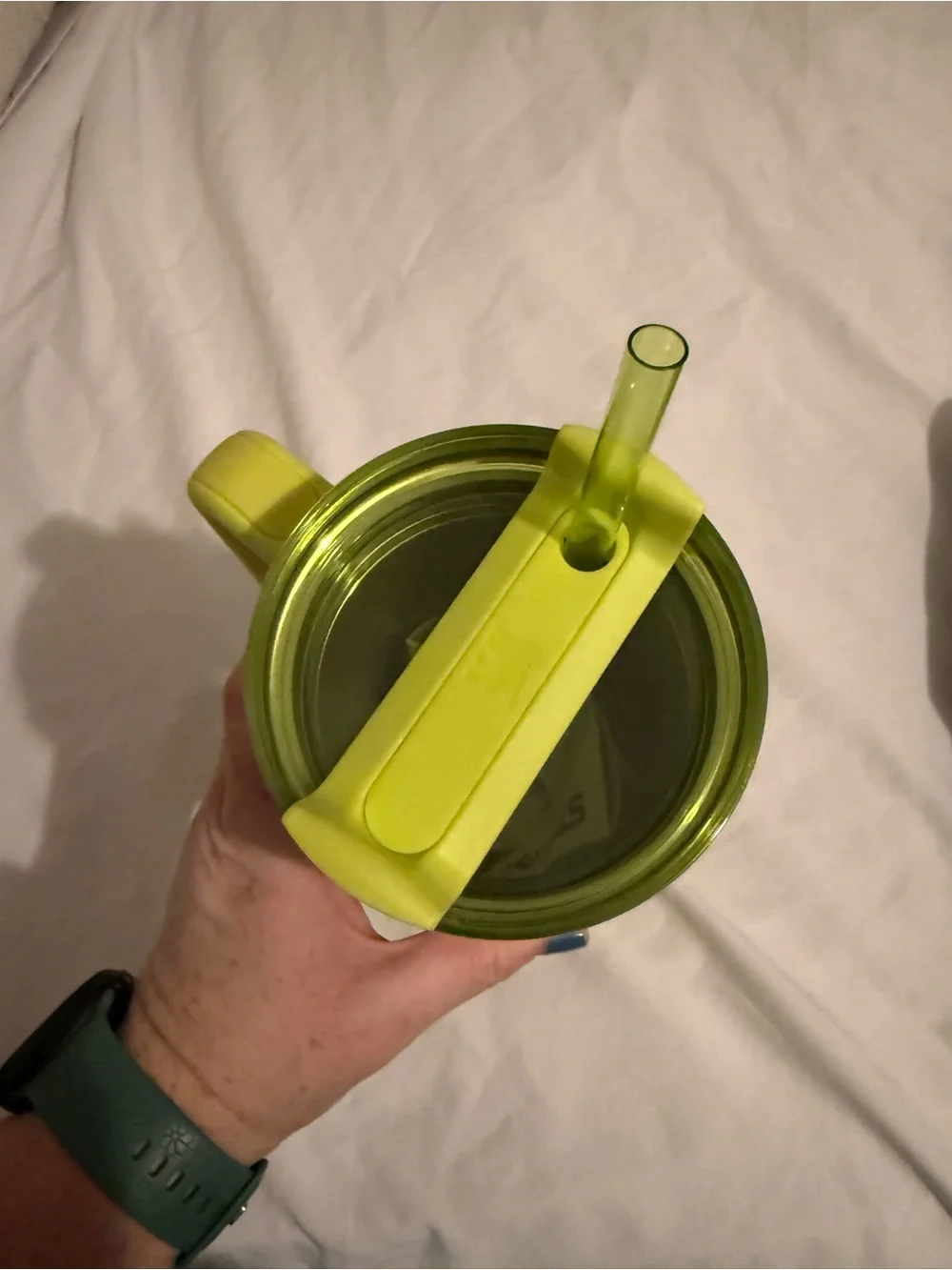 Stanley Bright Lime Green Travel Tumbler with Handle & Straw - Picture 4 of 4